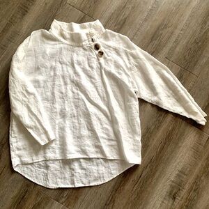 Zara Women’s MD white linen cowl neck blouse